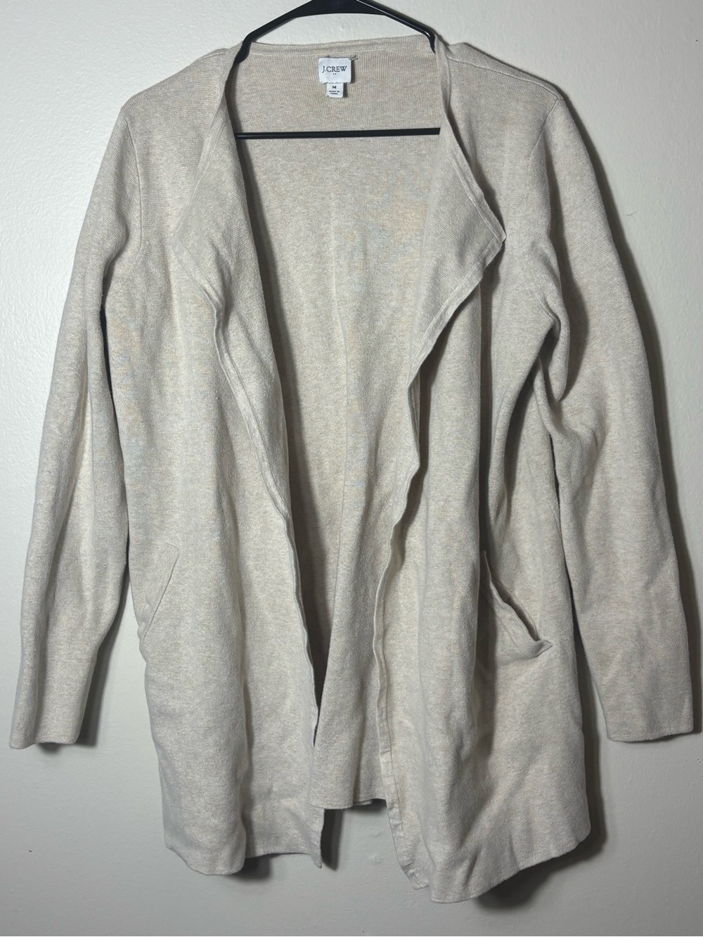 J.Crew Open Front Cardigan Sweater Jacket Blazer Knit Beige M